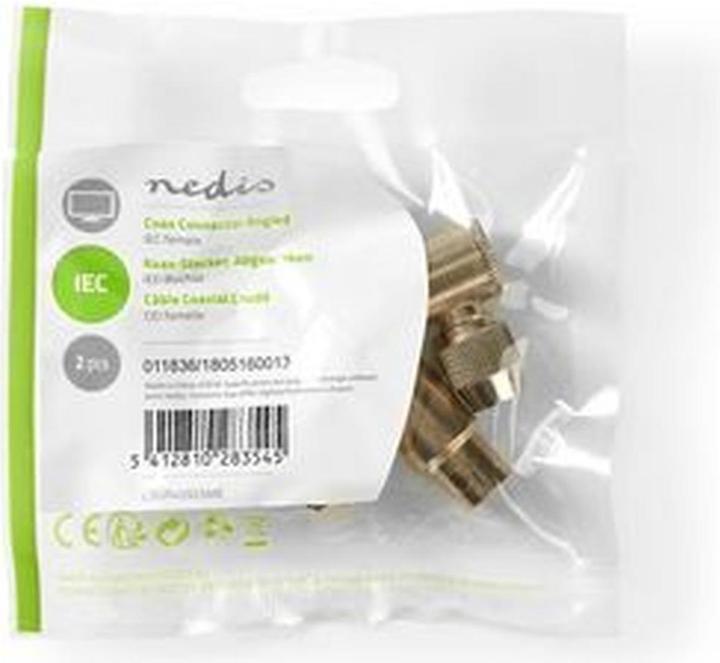 Actual product image Nedis IEC (coax) plug | angled | socket | nickel-plated | 75 Ohm | screw | cable input durc (Plugs and connectors)