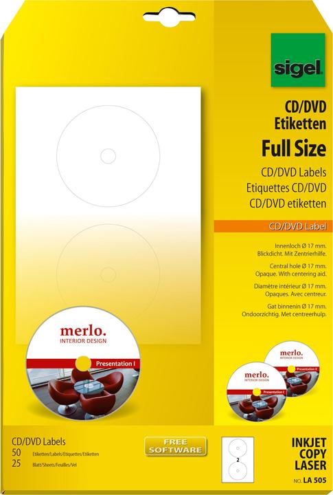 Actual product image Sigel CD/DVD labels