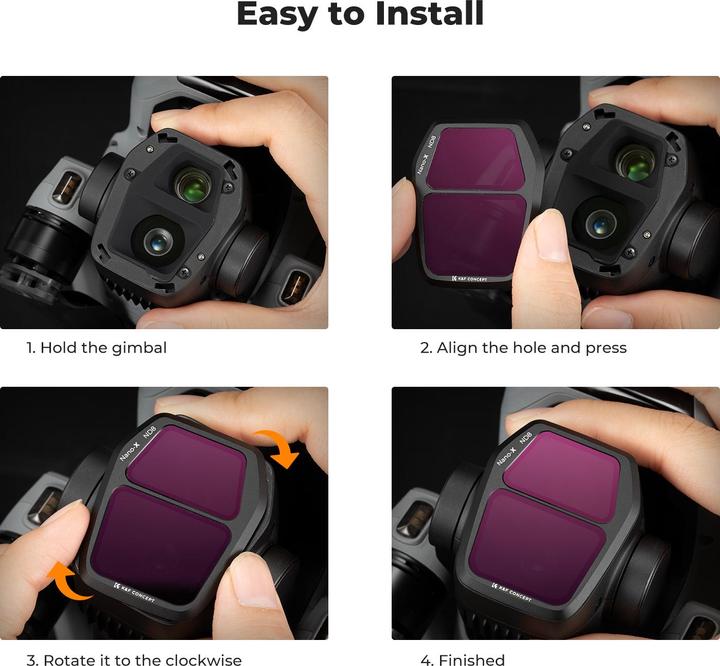 Produktbild K&F Concept 4pcs Filter Kits, ND8+ND16+ND32+ND64, HD, Anti-Reflection Green Coating, Waterproof and Scratch Resi (Drohnen Filter, DJI Air 3s)