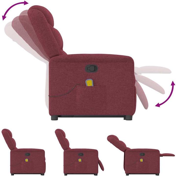 Immagine prodotto vidaXL Poltrona massaggiante con ausilio stand-up in tessuto rosso vino