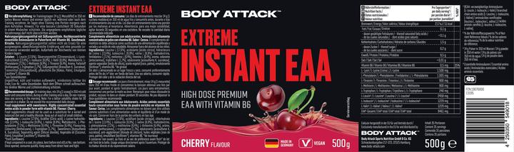 Nährwerte und Zutaten Body Attack Extreme Instant EAA (500g Dose) (500 g, 3x, Cherry)