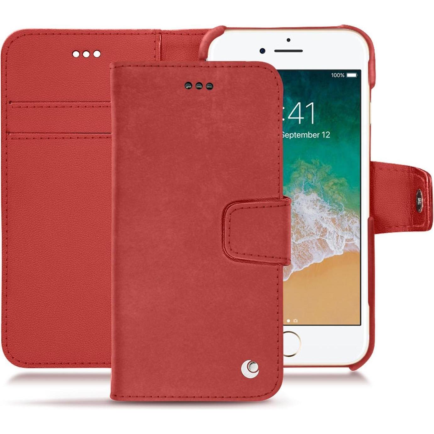 Noreve Lederschutzhülle Wallet (Apple iPhone 7), Smartphone Hülle, Rot