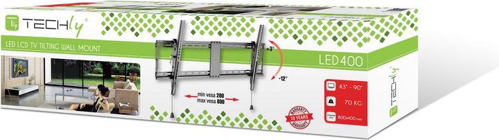 Image du produit Techly Pince pour téléviseur LCD - noir - Taille d'écran : 109.2-228.6 cm (43"-90") (Mur, 70 kg, 43" - 90")
