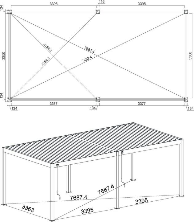 Produktbild Weide Pergola Deluxe Plus 3.6x7.2m mit Lamellendach Weiss (360 cm, 720 cm)
