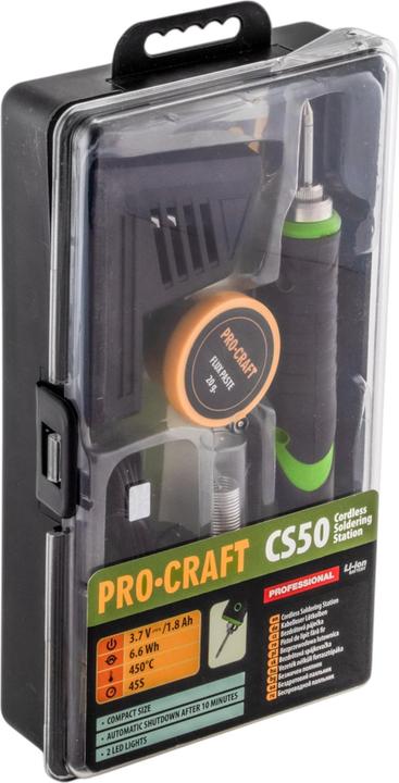 Produktbild Procraft CS50 Akku Lötkolben 3,7 V 1,8 Ah 11 W 450°C + Ladekabel + Zubehör