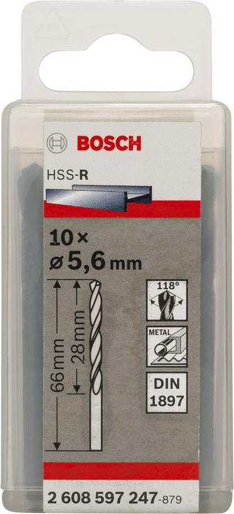Actual product image Bosch Professional Zubehör Car body drill bits HSS-R, DIN 1897, 5.6 x 28 x 66 mm, pack of 10 (5.6 mm)