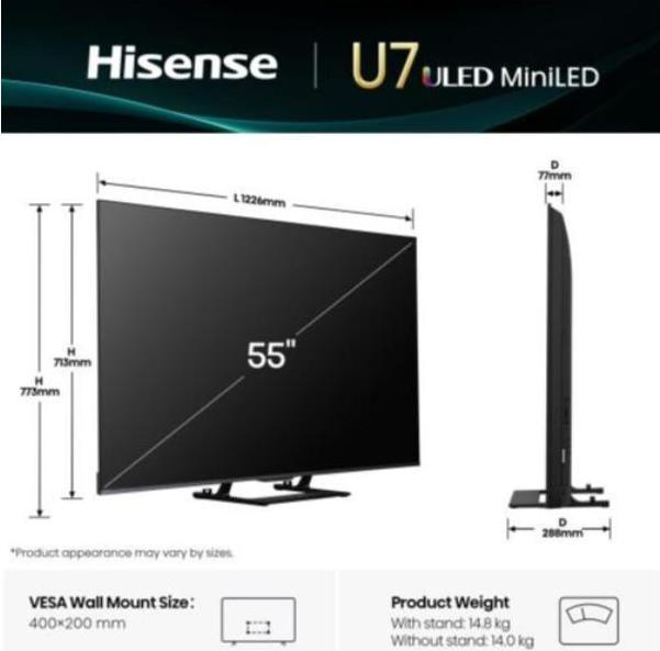 Produktbild Hisense TV Smart Tv Mini Led 50' 4K (50", U7Q, QLED, 4K)