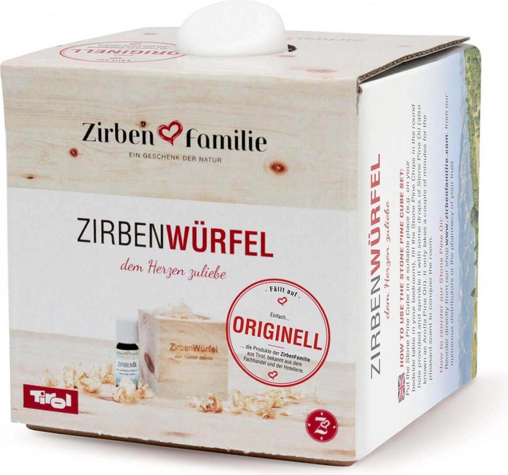 Actual product image ZirbenFamilie Swiss Pine Cube Set incl. 10ml Swiss Pine Oil