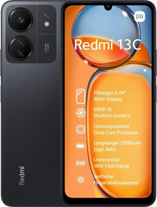 Xiaomi Redmi 13C (128 Go, Midnight Black, 6.74", Double SIM, 50 Mpx, 4G)