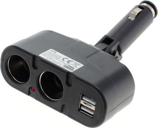 AccuCell KFZ-Adapter, Verteiler Zigarettenanzünder - Stecker auf 2x Kupplung + USB