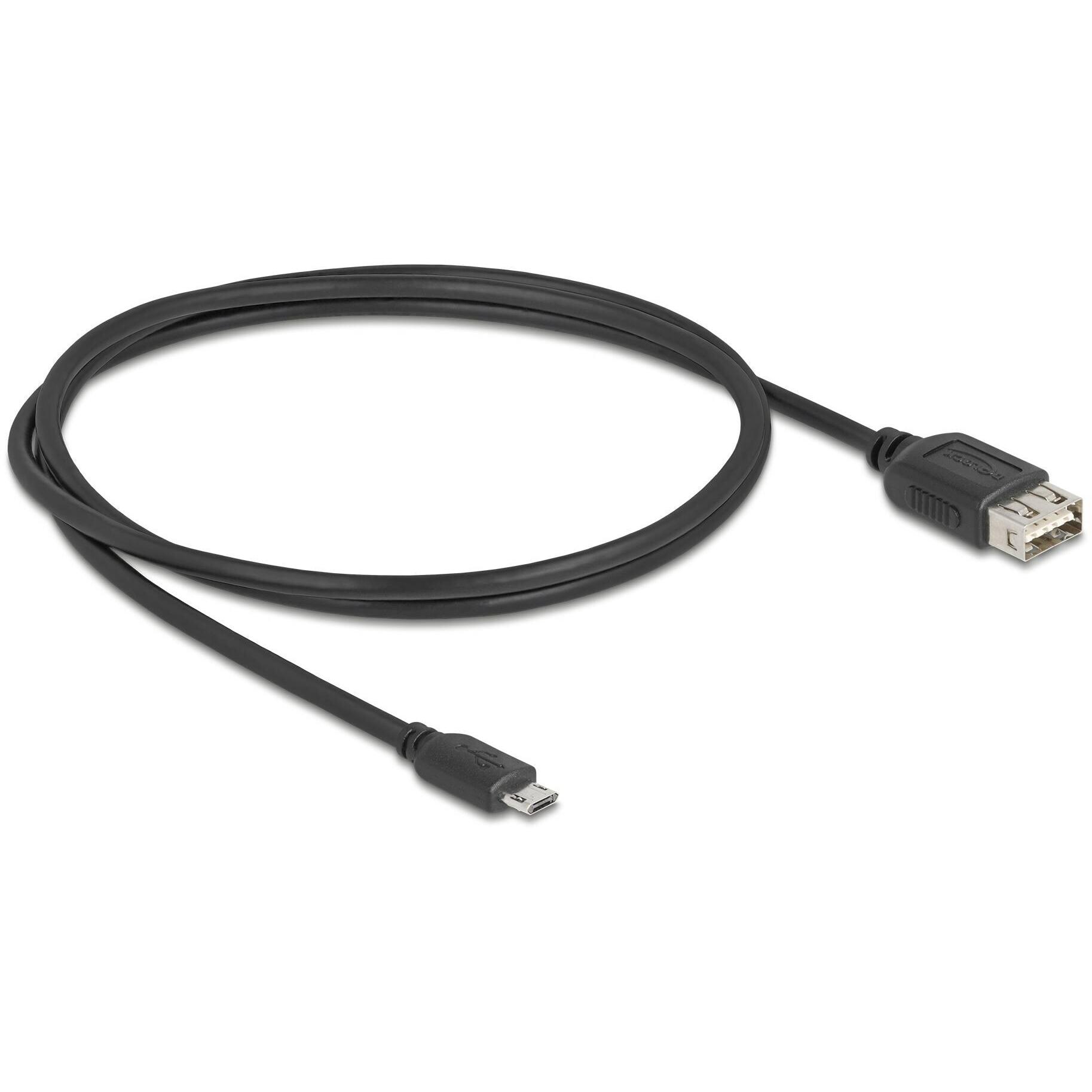 Delock USB 2.0 Kabel EASY USB Typ Micro-B Stecker zu EASY USB Typ-A Buchse 1 m (1 m, USB 2.0), Cavo USB