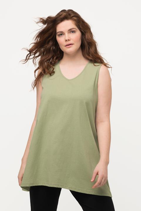 Produktbild Ulla Popken Longtop, Naturfärbung, A-Linie, V-Ausschnitt, ärmellos (46, 48)