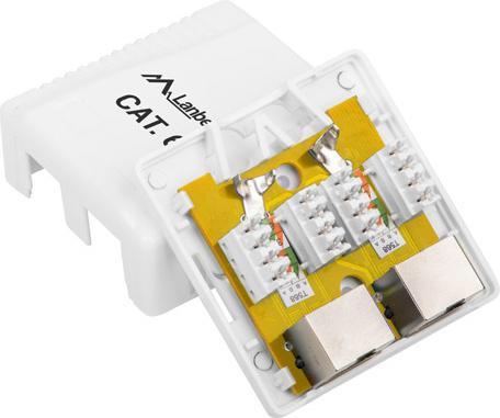 Image du produit Lanberg OS6-0002-W Adaptateur d'interface de câble/de genre 2 x RJ-45 blanc