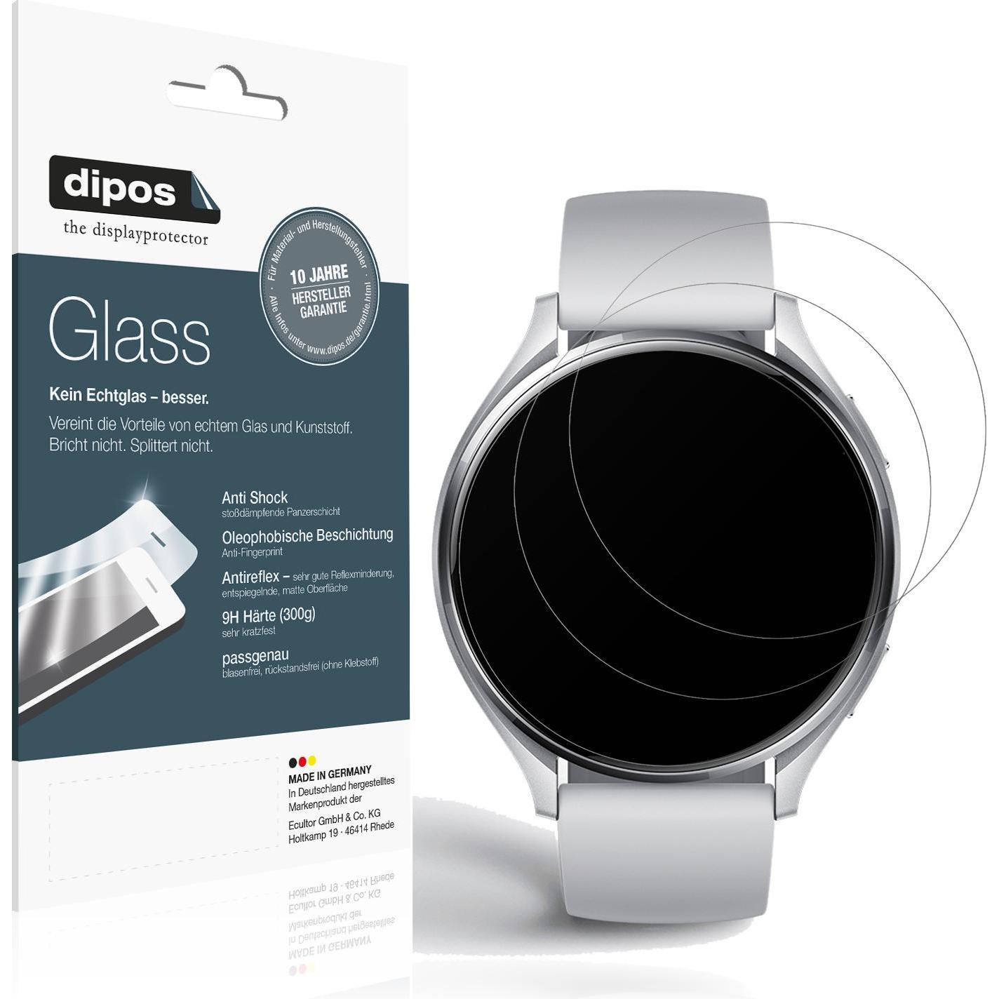 Dipos Anti-Shock Displayschutz Matt 9H, Smartwatch Schutzfolie, Transparent