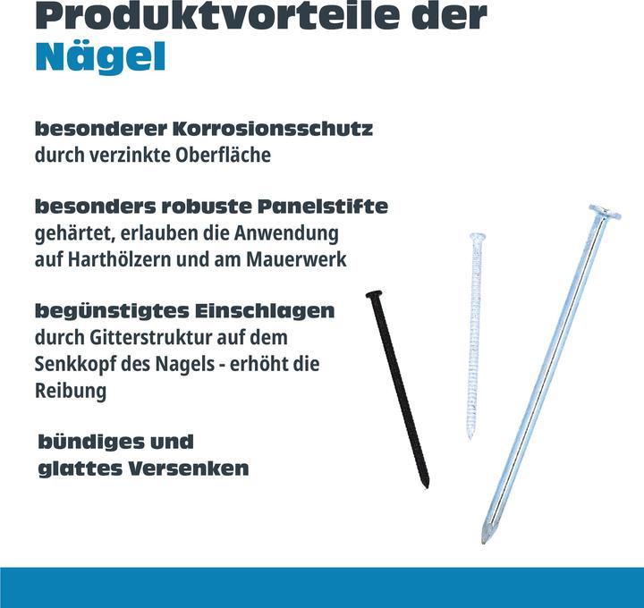 Produktbild Helpmate Nagel Set, gehärteter Stahl, 1200 Stück (1200 Stück, 100 mm)