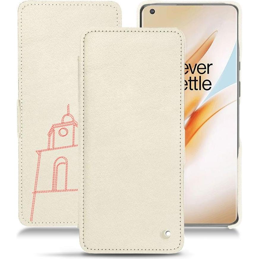 Noreve Lederschutzhülle horizontal (OnePlus 8 Pro), Smartphone Hülle, Weiss