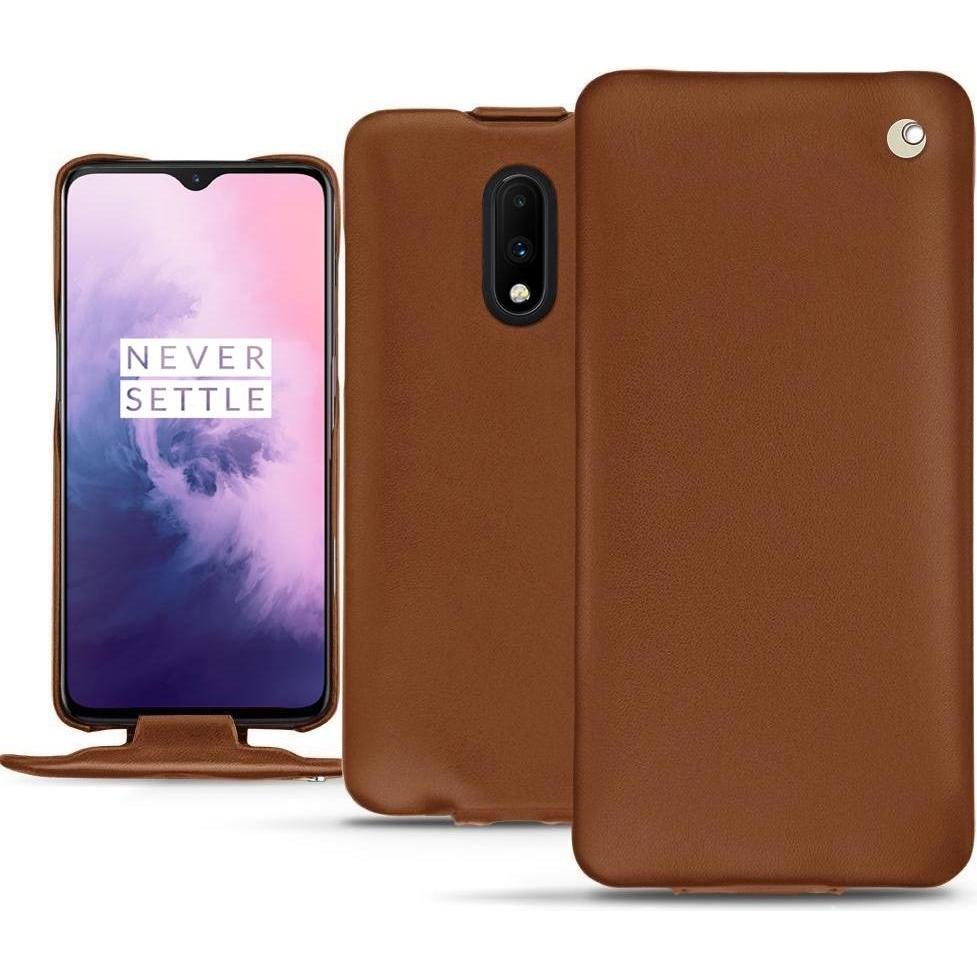 Noreve Lederschutzhülle vertikal (OnePlus 7), Smartphone Hülle, Braun