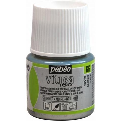 Pebeo, Künstlerfarbe + Bastelfarbe, Vitrea 160 Moiré (Silber, 45 ml)
