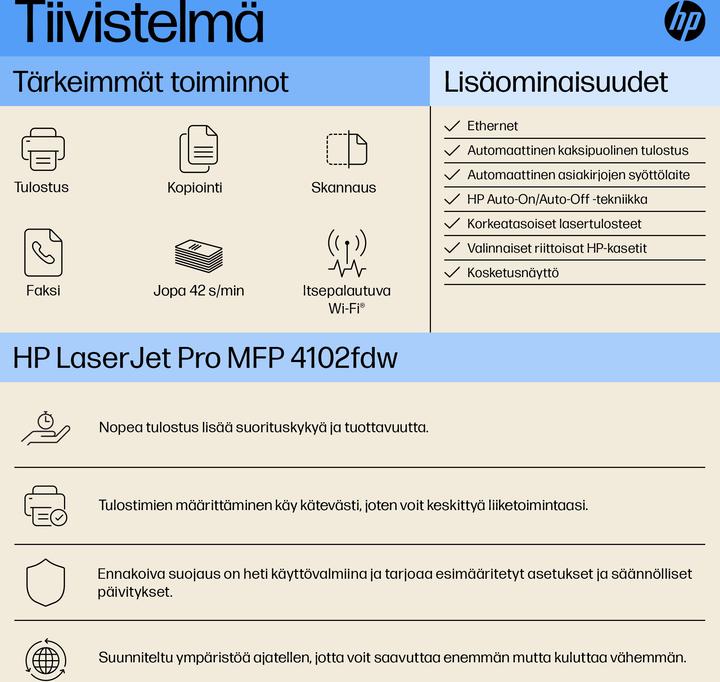 Produktbild HP LaserJet Pro MFP 4102fdw (Laser, Schwarz-Weiss)