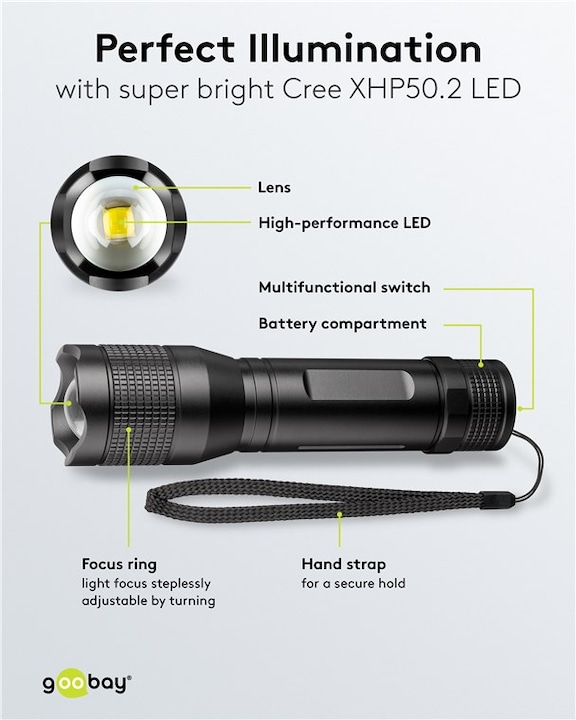 Produktbild Goobay LED-Taschenlampe Super Bright 1500 (17.10 cm, 1500 lm)