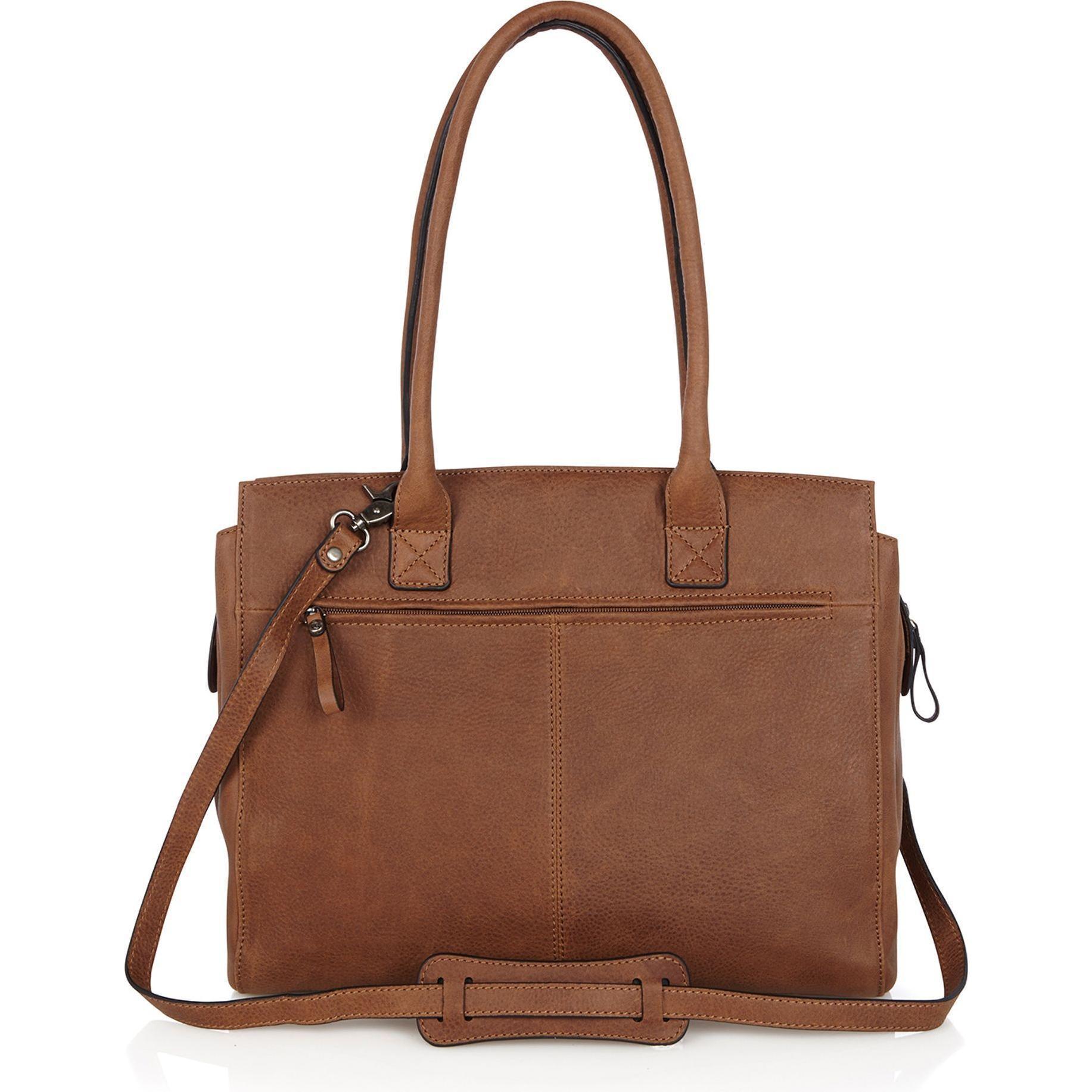 Thumbnail - Castelijn & Beerens, Handtasche, Carisma Schultertasche RFID Leder 38 cm Laptopfach, Braun