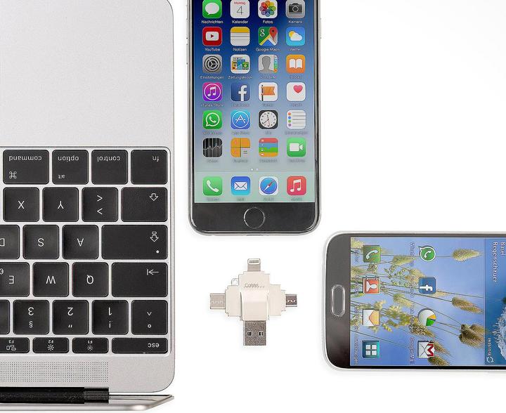 Image du produit Callstel lecteur de carte microSD (USB 2.0, Micro USB, USB-C, Lightning)