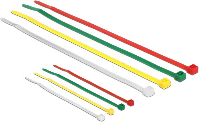 Actual product image Delock Cable tie colored 200 pcs L100 x B2.5 mm + L200 x B3.6 mm,18628 (100 mm, 200 pcs.)