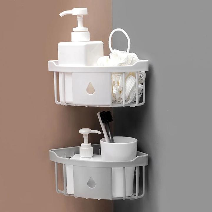 Produktbild König Design Duschregal Duschkorb Ablage Ohne Bohren Badregal Duschregal Eckregal Organizer (19 x 9 x 9 cm)