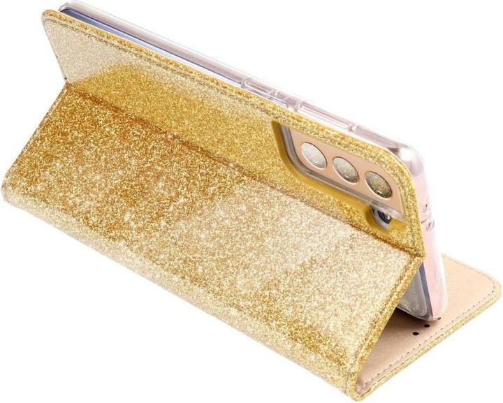 Produktbild König Design Huawei P30 Lite Handyhülle Schutztasche Blumen Etuis Wallet Glitzer Tasche Gold (Huawei P30 Lite)