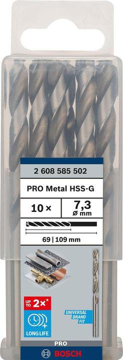 Produktbild Bosch Professional Zubehör PRO Metal HSS-G Spiralbohrer, 7,3 x 69 x 109 mm (7.3 mm)