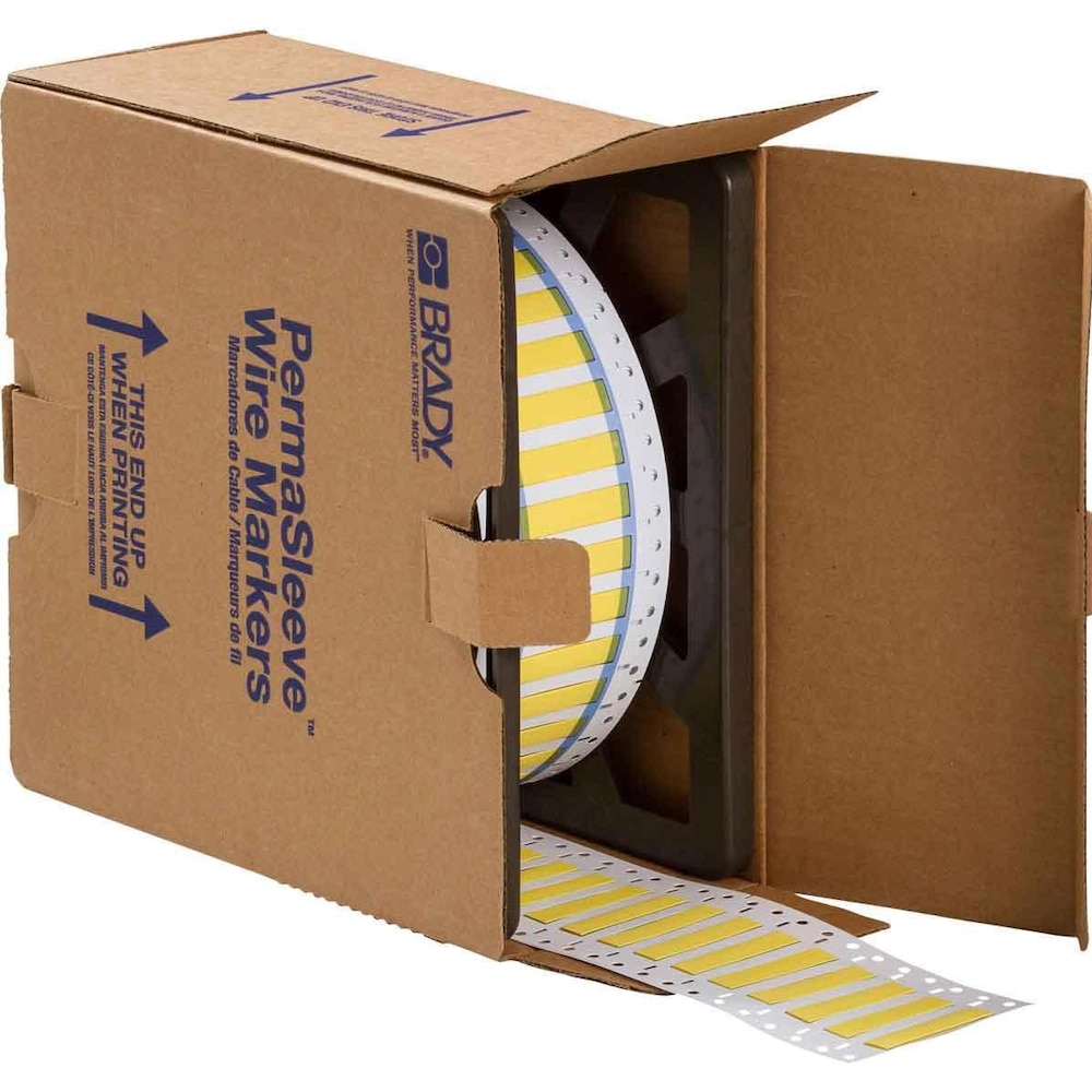 Brady, Etiketten, 3PS-500-2-YL, B-342, Permasleeve, wärmeschrumpfd. Polyolefin, Gelb, 50,8 x 21,62mm, für Kabe