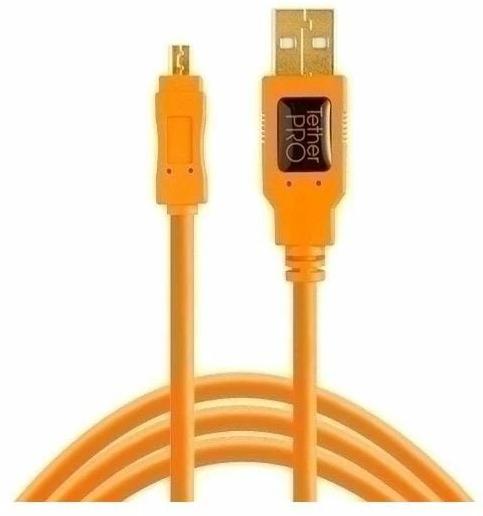 Actual product image Tether Tools Cable TetherPro USB 2.0 to USB 2.0 Micro-B 8-Pin, 4.6 m Org (4.60 m, USB 2.0)