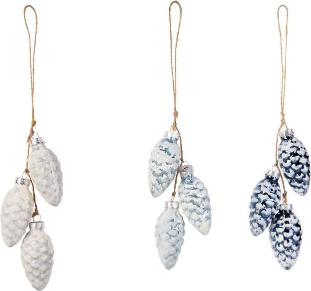 Decoris 3 Dekohänger - Tannenzapfen - aus Glas - 1 Set (1 -teilig)
