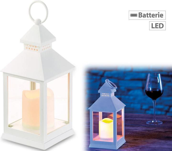 Actual product image Lunartec Lantern with flickering LED candle and timer, battery operated, white (1 x)