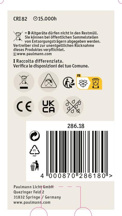 Image du produit Paulmann Lampe à usage général (E27, 7 W, 806 lm, 1 x, E)