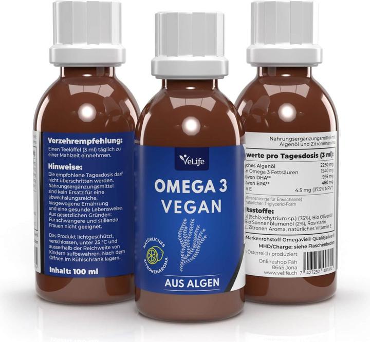 Produktbild VeLife Omega 3 Algenöl vegan 100 ml (1 Stück, Öl, 175 g)