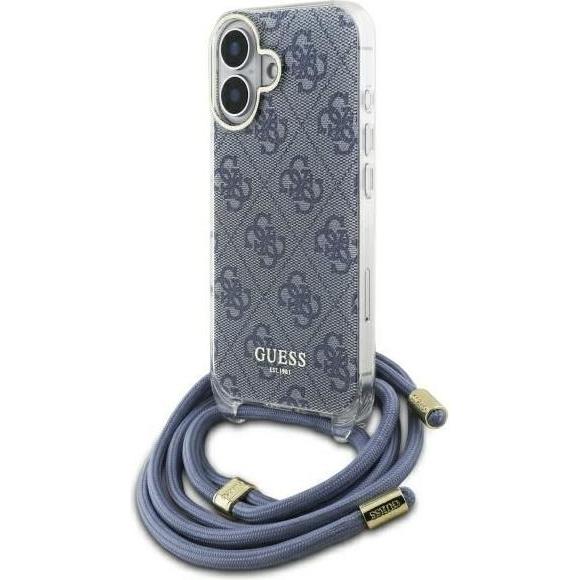Guess GUHCP16SHC4SEB iPhone 16 6.1" niebieski/blue hardcase Crossbody Cord 4G Print, Handykette, Blau