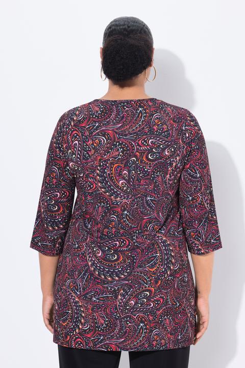 Produktbild Ulla Popken Longshirt, Paisley, A-Linie, Tunika-Ausschnitt, 3/4-Arm (56)