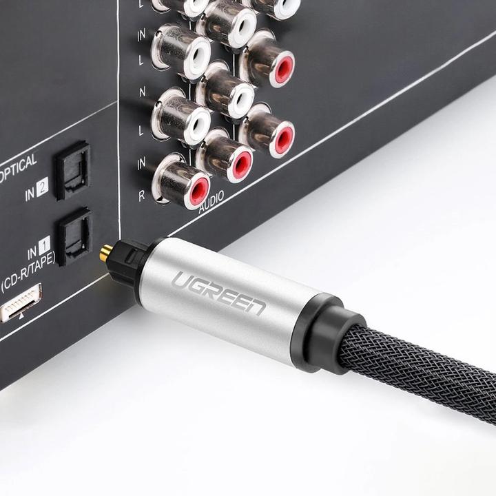 Productafbeelding Ugreen AV108 Toslink audio optische kabel, gevlochten aluminium, 1m (grijs) (1 m, TOSLINK)