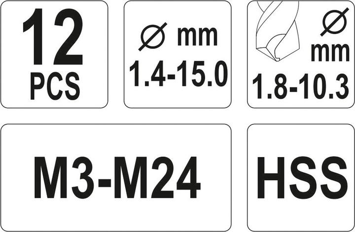 Productafbeelding Yato Schroevendraaier voor afgebroken schroeven en HSS boortjes voor metaal YT-0591 12 st.