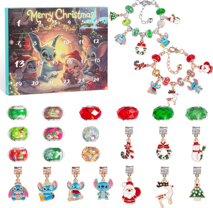 Activity Board Adventskalender 2024 Kinder, 24 Tage Weihnachts-Countdown-Kalender mit Armband