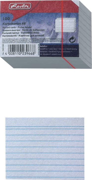 Actual product image Herlitz Index card lined (A8, 170 g/m², 100 x)