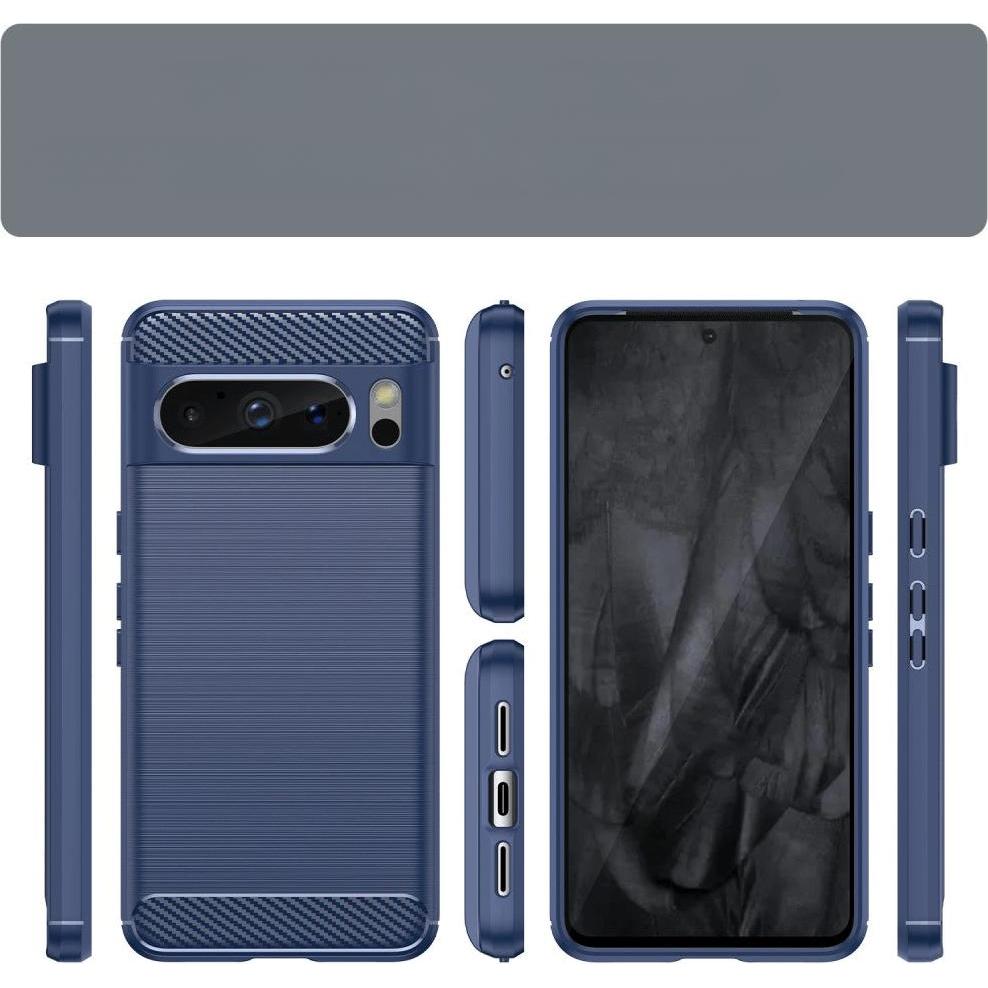 Thumbnail - Cover-Discount Google Pixel 8 Pro - Metall Carbon Look Hülle blau (Google Pixel 8 Pro), Smartphone Hülle, Blau