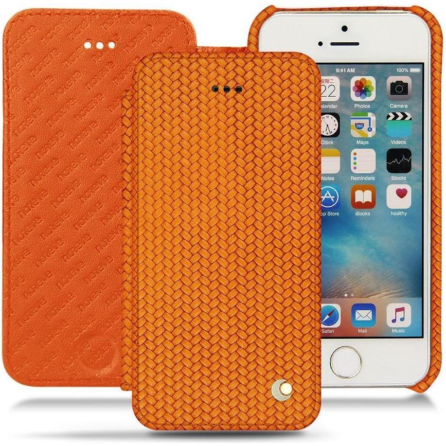 Noreve Lederschutzhülle horizontal (Apple iPhone SE), Smartphone Hülle, Orange