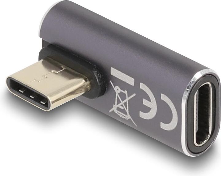 Image du produit Delock USB Adapter 40 Gbps USB Type-C PD 3.0 100 W Stecker zu Buchse gedreht gewinkelt links / recht (USB-C, 2.50 cm)