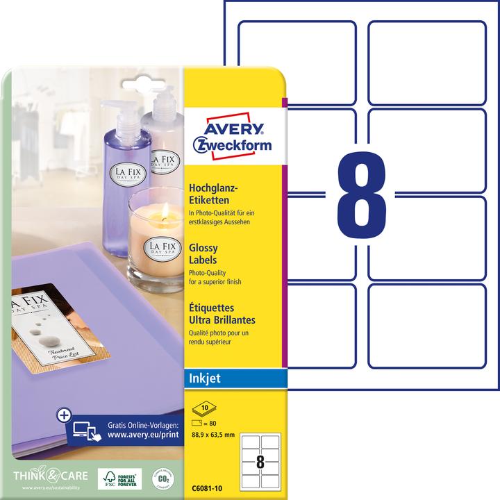 Actual product image Avery Glossy labels