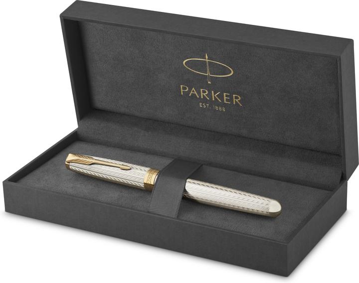 Produktbild Parker Füller Sonnet Premium Silver Mistral G.C. 18K sw F (Gold, Silber, 1x)