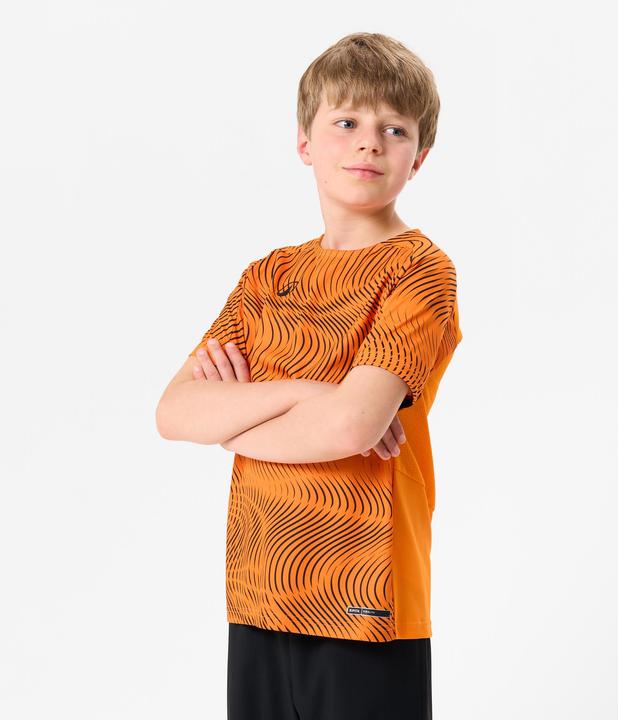 Produktbild Kipsta Kids' Football Shirt Club Wavy - Orange/Black (158)