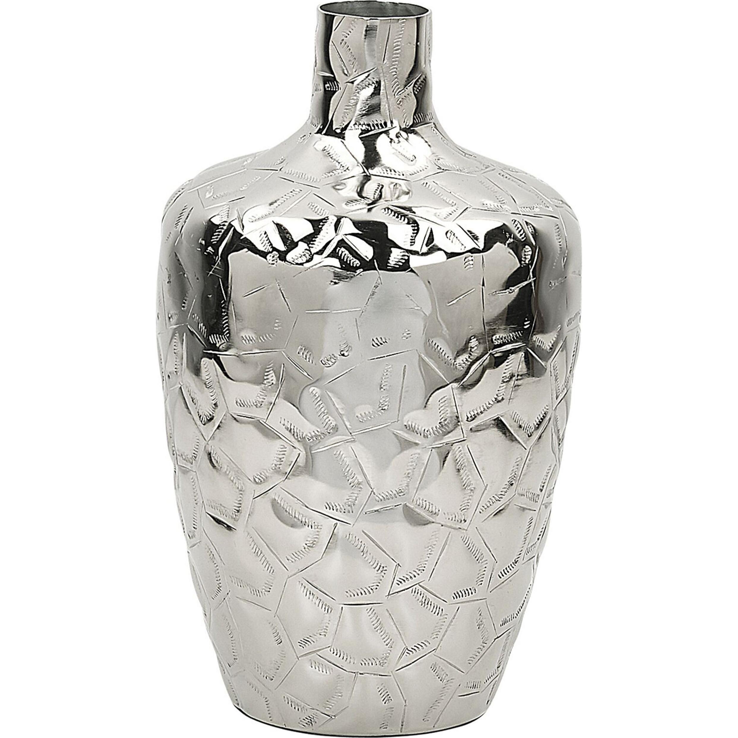Beliani, Vase, Blumenvase Aluminium silber 39 cm INSHAS (1 x)