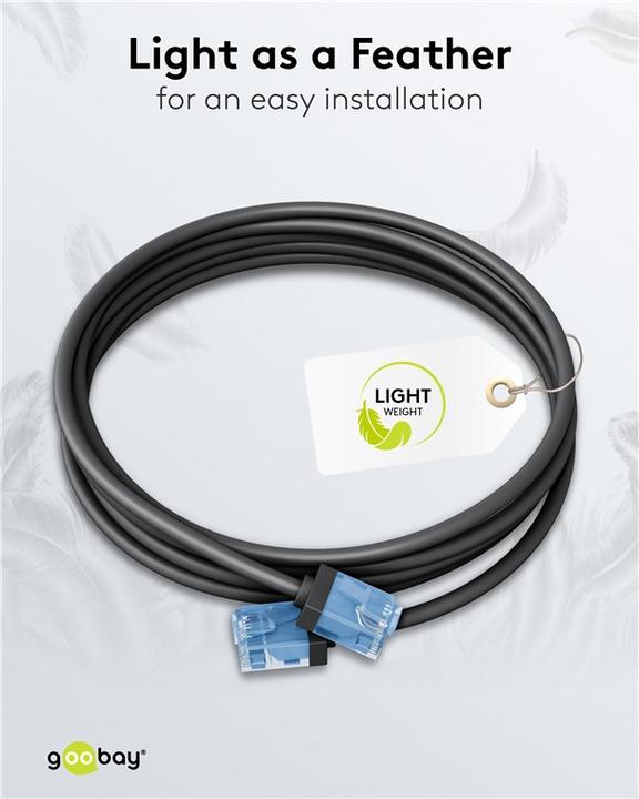 Produktbild Goobay Ultraflexibles CAT 6A Patchkabel, slim, U/UTP, schwarz (U/UTP, CAT6a, 5 m)